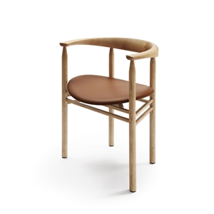 Nikari Linea Collection RMT6 Chaise de Table à Manger Bois de Frêne Teinté en Couleur Chêne/Cuir Elmosoft 33004