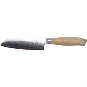 Couteau Santoku japonais Mareld Akio 13 cm Bois clair