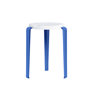Tabouret TipToe LOU en Plastique Recyclé Blanc/bleu Azur