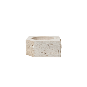 Louise Roe Gallery Objet Bougeoir en pierre Travertin Beige bas