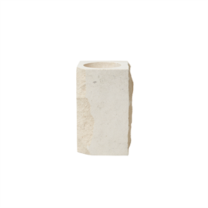 Louise Roe Gallery Objet Bougeoir en pierre Haut Travertin Beige