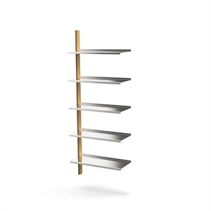 Système D'étagères Mazo MOD Modèle 2, Rail 1x1925 + 5 Étagères, Chêne/ Aluminium