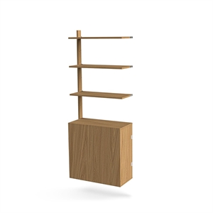 Système D'étagères Mazo MOD Modèle 8 : Rail 1x1925, 3 Étagères et Armoire en Chêne.