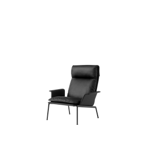 Fauteuil avec Accoudoirs et Dossier Haut Muno LN17 &Tradition Noir chaud/Cuir Noble Noir