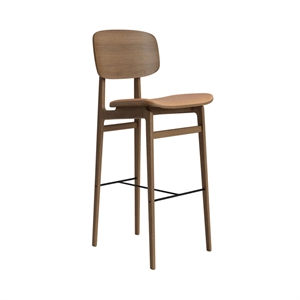 Tabouret de Bar NORR11 NY11 avec Assise et Dossier Rembourrés H75 Chêne Fumé clair/Camel 21004