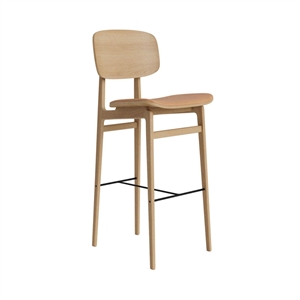 Tabouret de Bar NORR11 NY11 avec Assise et Dossier Rembourrés H75 Chêne naturel/Camel 21004