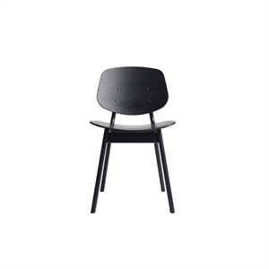Chaise de salle à manger Pandora de la collection Ro en chêne laqué noir