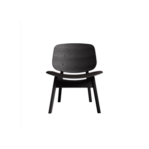 Fauteuil Pandora Ro Collection, assise rembourrée, chêne laqué noir/cuir marron foncé