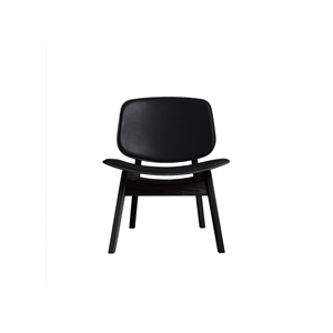 Fauteuil Pandora de la collection Ro, tapissé, chêne laqué noir/cuir Noir