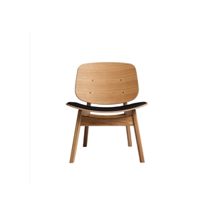 Fauteuil Pandora de la collection Ro, assise rembourrée, chêne huilé/cuir Noir