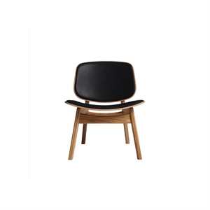 Fauteuil Pandora de la collection Ro, tapissé en chêne huilé et cuir Noir