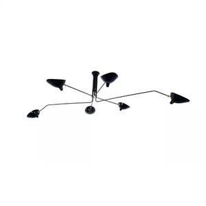 Plafonnier Serge Mouille 6 Bras Rotatifs Noir/ Blanc