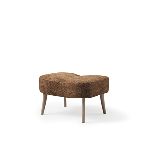Pouf Pragh Nordique Chaleureux en Peau de Mouton Drake/chêne Huilé Blanc