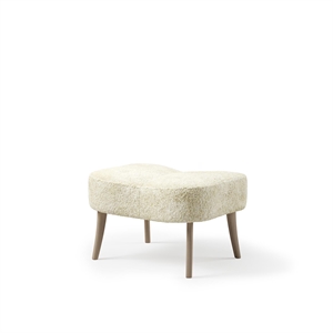 Pouf Pragh en Peau de Mouton Blanc Cassé Cassé/chêne Huilé