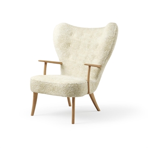 Fauteuil Pragh Nordique Chaleureux en Peau de Mouton Blanc Cassé Cassé/chêne Huilé Naturel