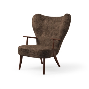 Fauteuil Pragh Nordique Chaleureux en Peau de Mouton Drake/ Noyer Huilé