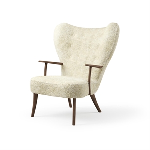 Fauteuil Pragh Warm Nordic en Peau de Mouton Blanc Cassé Cassé/chêne Fumé Huilé