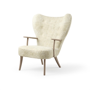 Fauteuil Pragh en Peau de Mouton Blanc Cassé Cassé/chêne Huilé Blanc