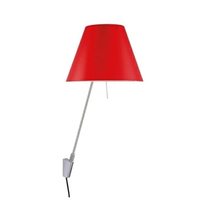 Luceplan Costanza Applique Murale Dimmable Aluminium M. Abat-jour Rouge