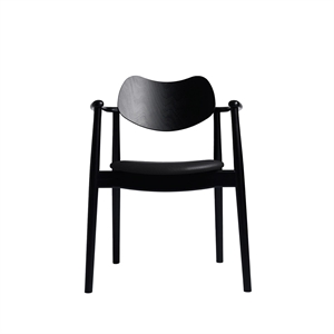 Chaise de salle à manger Regatta de la collection Ro, assise rembourrée, hêtre laqué noir/cuir Noir