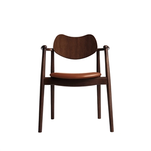 Chaise de salle à manger Regatta de la collection Ro, assise rembourrée, hêtre/ Noyer/cuir Calvados