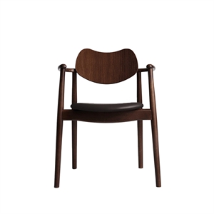 Chaise de salle à manger Regatta de la collection Ro, assise rembourrée, hêtre, Noyer et cuir marron foncé