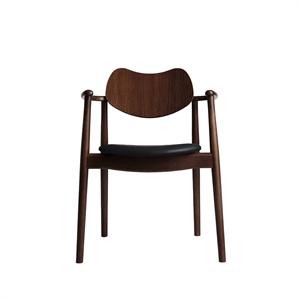 Chaise de salle à manger Regatta de la collection Ro, assise rembourrée, hêtre/ Noyer/cuir Noir