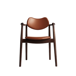 Chaise de salle à manger Regatta de la collection Ro, tapissée en hêtre, Noyer et cuir Calvados