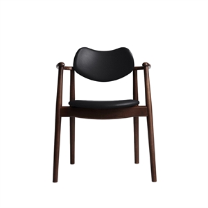 Chaise de salle à manger Regatta de la collection Ro, rembourrée en hêtre, Noyer et cuir Noir