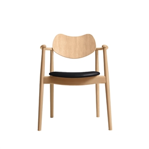 Chaise de salle à manger Regatta de la collection Ro, assise rembourrée, hêtre huilé et cuir Noir