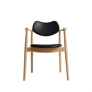 Chaise de salle à manger Regatta de la collection Ro, tapissée en hêtre huilé et cuir Noir