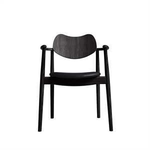 Chaise de salle à manger Regatta de la collection Ro, assise rembourrée, chêne laqué noir/cuir Noir