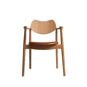 Chaise de salle à manger Regatta de la collection Ro, assise rembourrée, chêne huilé/cuir Calvados