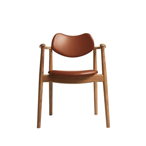 Chaise de salle à manger Regatta de la collection Ro, tapissée en chêne huilé et cuir Calvados