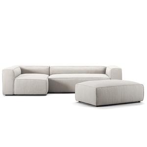 Canapé 4 Places Decotique Grand, Ouvert, avec Repose-pieds Gauche, Blanc Lune