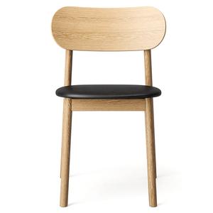 Chaise de Salle à Manger Decotique Elephant en Chêne Naturel et Cuir Noir