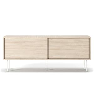 Meuble TV Decotique Vogue avec pieds 136 Chêne pigmenté blanc/ Blanc