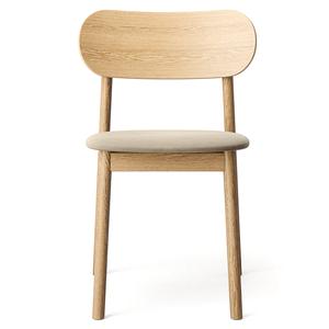 Chaise de Salle à Manger Decotique Elephant en Chêne Naturel et Velours Beige