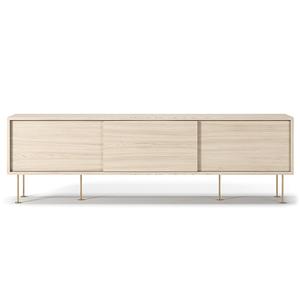 Meuble TV Decotique Vogue avec Pieds 180 Chêne Pigmenté Blanc/ Laiton