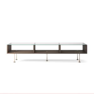 Table basse Decotique Vogue 45x165 Chêne foncé/ Laiton