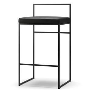 Tabouret de Bar Department avec Dossier 80 cm Noir/ Cuir Noir