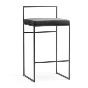 Tabouret de Bar Department avec Dossier 80 cm en Velours Noir/ Beige
