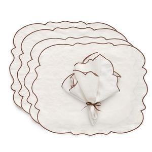 Decotique Gia Sets de Table & Serviettes Lot de 4 Brun/Blanc