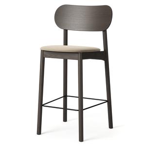 Tabouret de Bar Decotique Elephant en Chêne Foncé et Velours Beige