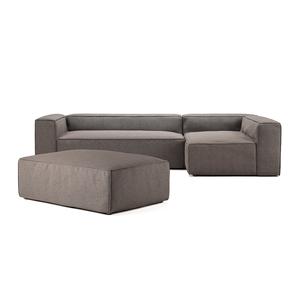 Canapé 4 places Decotique Grand, ouvert, avec repose-pieds droit, Moonwhite