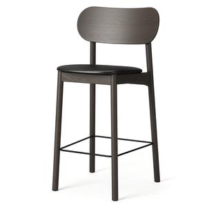 Tabouret de Bar Decotique Elephant en Chêne Foncé/cuir Noir