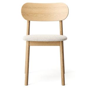 Chaise de Salle à Manger Decotique Elephant en Chêne Naturel/bouclé Blanc