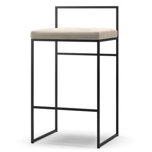 Tabouret de Bar Department avec Dossier 80 cm en Velours Noir/ Beige