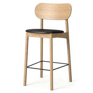 Tabouret de bar Decotique Elephant en chêne naturel/cuir Noir