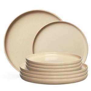 Coffret de 8 assiettes Decotique BON, Beige